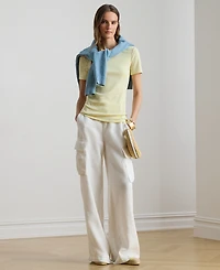 Lauren Ralph Petite Striped Rib-Knit Stretch Crewneck T-Shirt