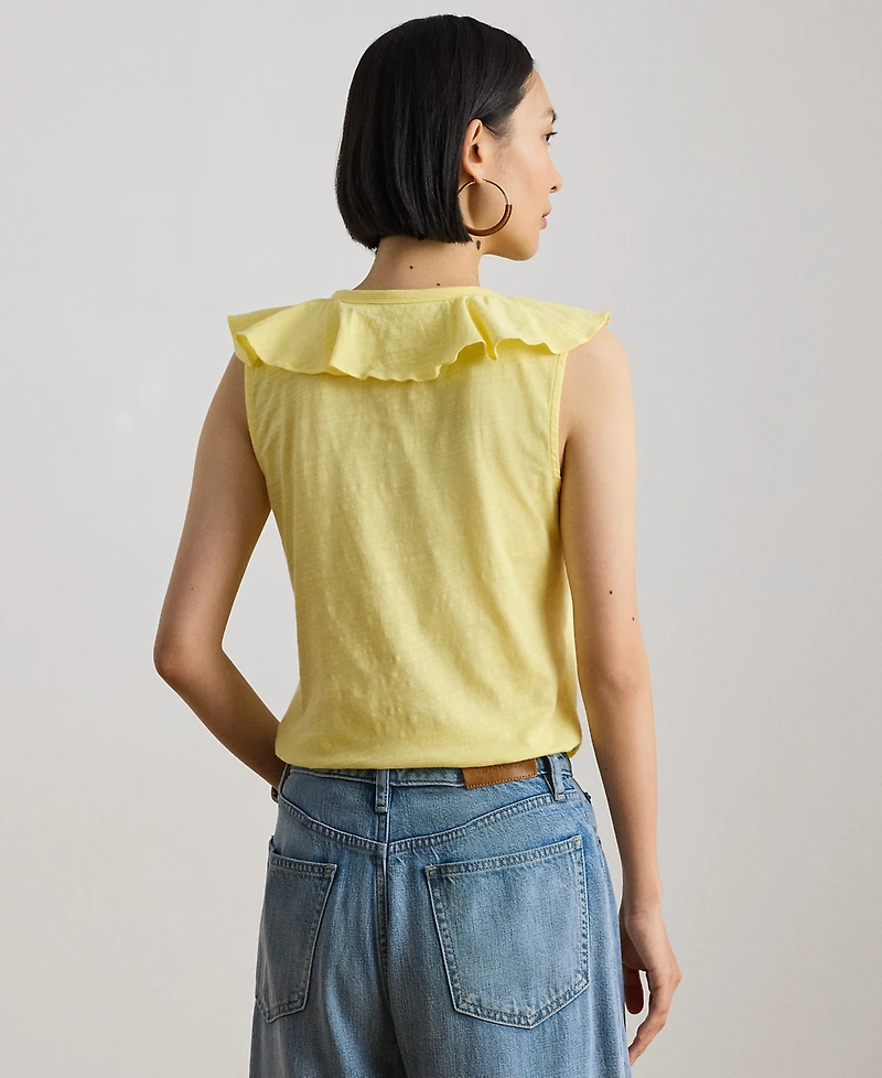 Lauren Ralph Petite Ruffle-Trim V-Neck Sleeveless Top