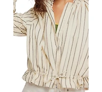 Free People Women's Striped Stand Collar Jacket