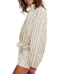 Free People Women's Striped Stand Collar Jacket