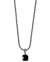 Effy Collection Diamond Accent (0.03 ct. t.w.) and Onyx Pendant Necklace in Sterling Silver