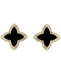 Effy Collection Onyx & Diamond (1/6 ct. t.w.) Earrings in 14k Yellow Gold