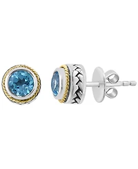 Effy Collection Blue Topaz Earrings (1-1/4 ct. t.w.) in Sterling Silver with 18k Yellow Gold Plating