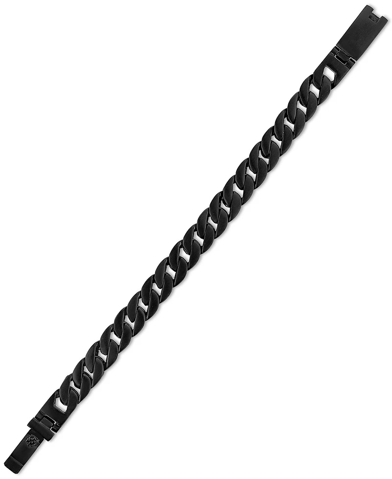 Esquire Men's Jewelry Black Double-Layer Curb Chain Bracelet in Stainless Steel