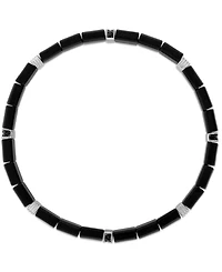 Esquire Men's Jewelry Ceramic Stretch Bracelet in Sterling Silver