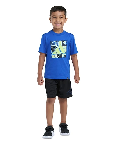 adidas Boys' 2T-7 Essential Graphic T-Shirt and Shorts, 2-Piece Set