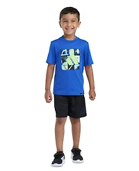 adidas Boys' 2T-7 Essential Graphic T-Shirt and Shorts, 2-Piece Set