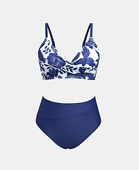 Cupshe Women's High Waisted V Neck Twist Front Bikini Sets
