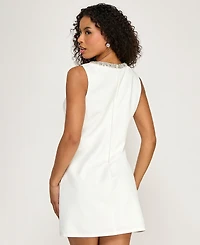 Seni & Cade Juniors' Embellished V-Neck Sleeveless Dress