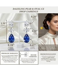 Radiant White Gold Plated Drop Earrings Sterling Silver with Pear Shape and Oval Cubic Zirconia