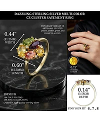 Stylish Sterling Silver 18K Rose Gold Plated with Multi-color Cubic Zirconia Top Ring