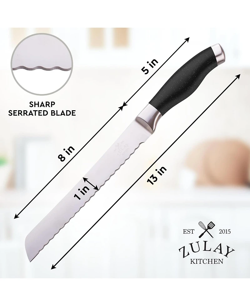 Zulay Kitchen Serrated Bread Knife - Stainless Steel for Homemade Bread, Cake, Bagel