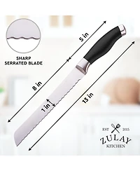 Zulay Kitchen Serrated Bread Knife - Stainless Steel for Homemade Bread, Cake, Bagel