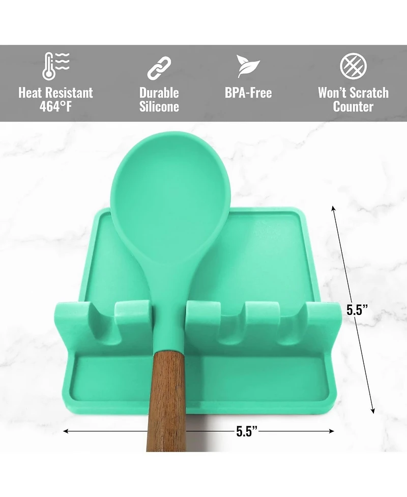 Silicone Utensil Rest with Drip Pad for Multiple Utensils