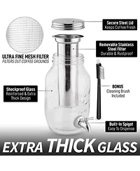 1.5 Liter Cold Brew Coffee Maker with Extra Thick Glass Carafe & Stainless Steel Mesh Filter
