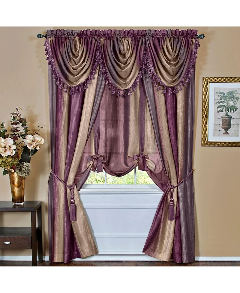 GoodGram Ombre Crushed Satin Sheer Single Window Curtains & Valances - 46 in. W x 42 L Valance, Autumn