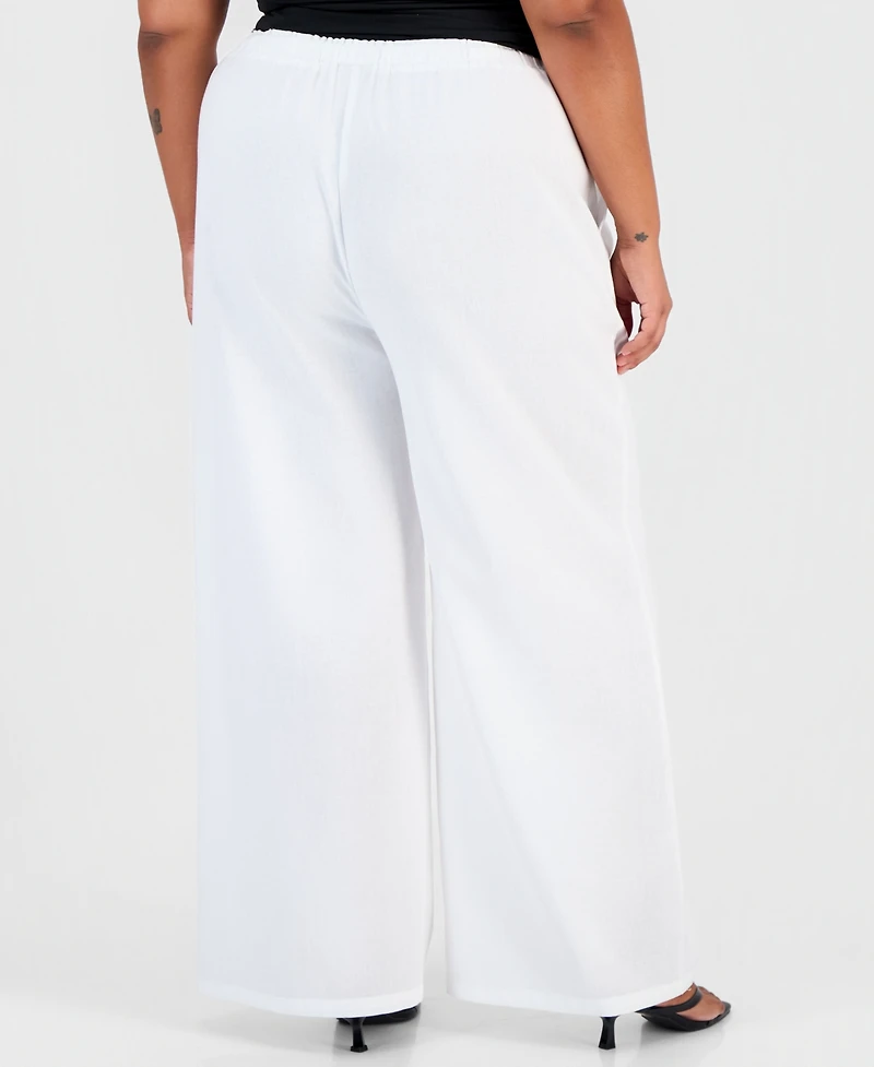 Full Circle Trends Trendy Plus Drawstring-Waist Wide-Leg Pants