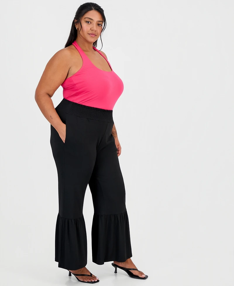 Full Circle Trends Trendy Plus Smocked-Waist Tiered Pants