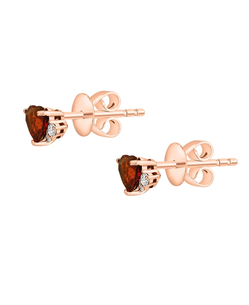 Lali Jewels Garnet (3/4 ct. t.w.) & Diamond (1/10 ct. t.w.) Heart Stud Earrings in 14k Rose Gold