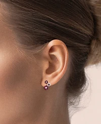 Lali Jewels Sapphire (1/2 ct. t.w.) & Diamond (1/5 Flower Cluster Stud Earrings 14k White Gold (Also Available Ruby)