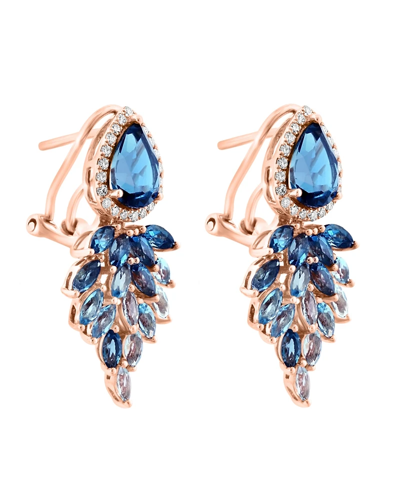 Lali Jewels London Blue Topaz (3-3/4 ct. t.w.), Sky Blue Topaz (1-5/8 ct. t.w.) & Diamond (1/4 ct. t.w.) Statement Earrings in 14k Rose Gold