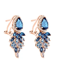 Lali Jewels London Blue Topaz (3-3/4 ct. t.w.), Sky Blue Topaz (1-5/8 ct. t.w.) & Diamond (1/4 ct. t.w.) Statement Earrings in 14k Rose Gold