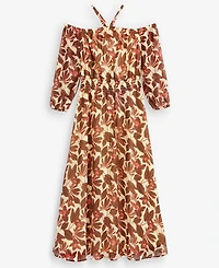 I.n.c. International Concepts Petite Printed Halter Smock-Waist Maxi Dress, Macy's Exclusive