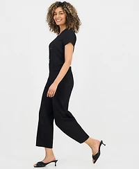 Anne Klein Essentials Petite Pebble-Texture Knit Pull-On Pants