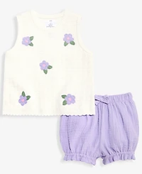 First Impressions Baby Girls' 3M-24M Cotton Embroidered Crochet Top & Shorts, 2-Piece Set, Macy's Exclusive