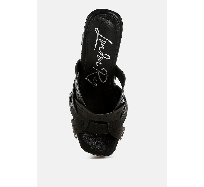 Blistronic Chunky Diamante & Rhinestone Cut-Out Sandals