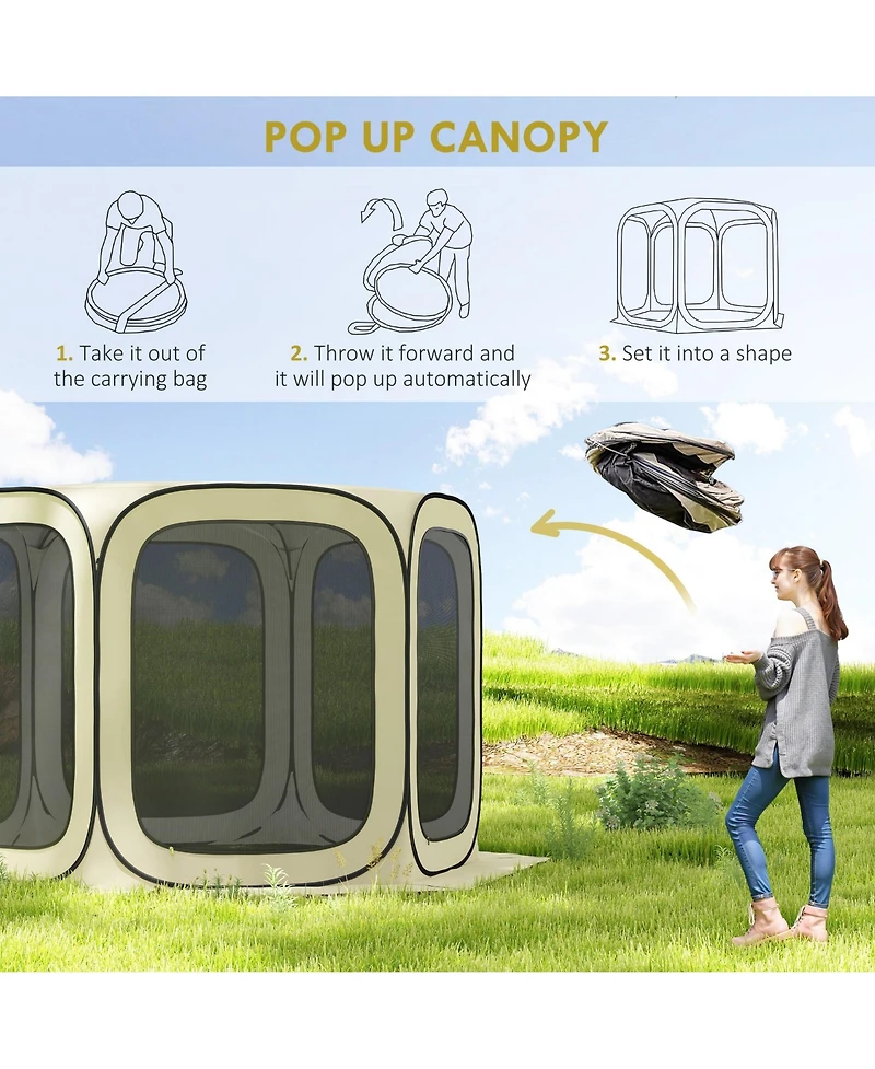 11ft Pop Up Screen Tent, UPF50+ Camping Gazebo w/ Carry Bag,