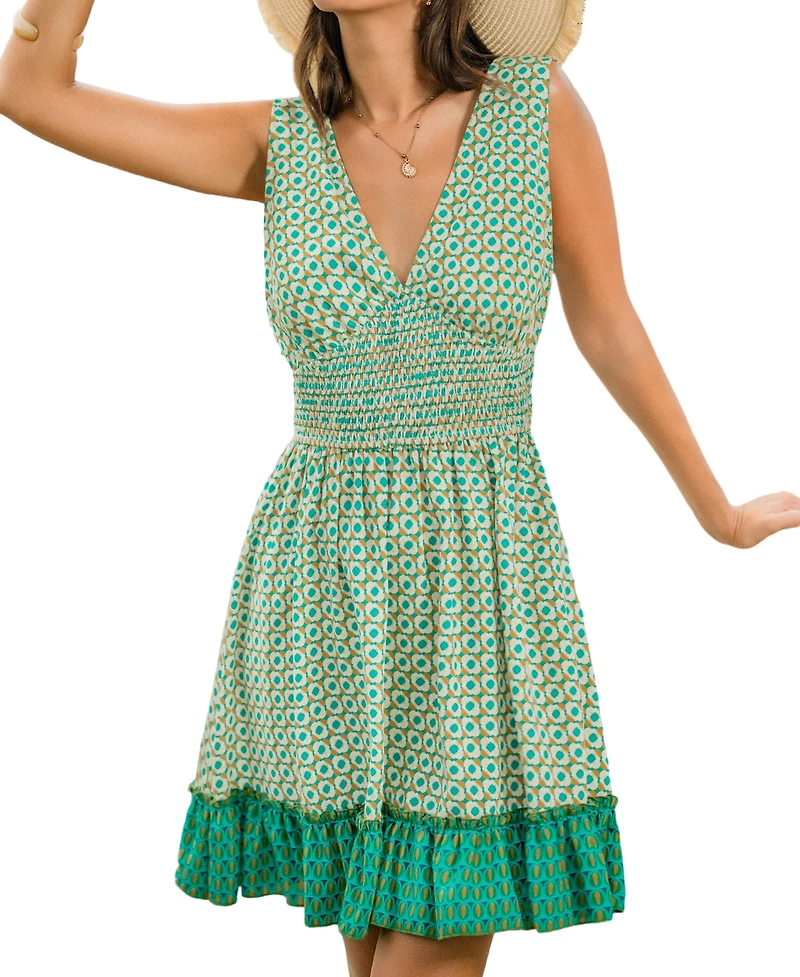 Cupshe Women's Modern Ingenue Geo Mini Beach Dress