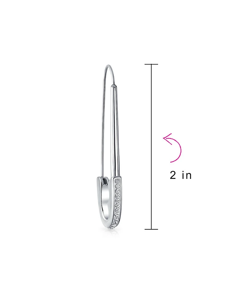 Bling Jewelry Safety Pin Symbol Support displaced people Threader Earrings Crystal Accent Silver Tone Surgical Steel Add Charms
