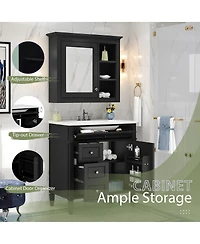Sillysis 30'' Bathroom Vanity Set with Mirror Cabinet, Solid Wood & Mdf, Soft Close Drawers, Ample Storage for Modern Bathrooms