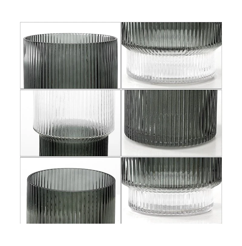 Zinc, Fluted Glass Vase Set 3