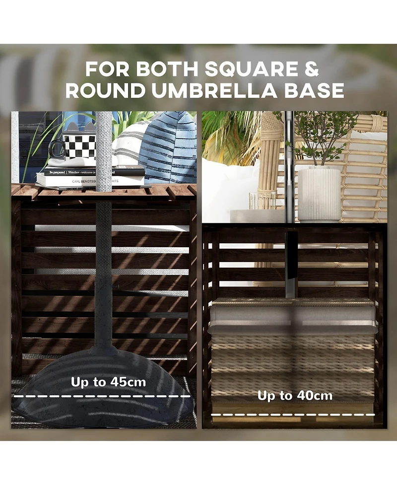 Outsunny Outdoor Storage Box for Umbrella Base, Wooden End Table