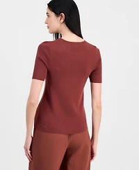 Tahari Asl Women's Short-Sleeve Sweater T-Shirt