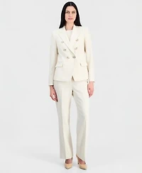 Tahari Asl Womens Crepe Double Breasted Jacket Short Sleeve Sweater T Shirt Flare Pants