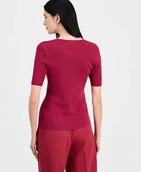 Tahari Asl Women's Short-Sleeve Sweater T-Shirt