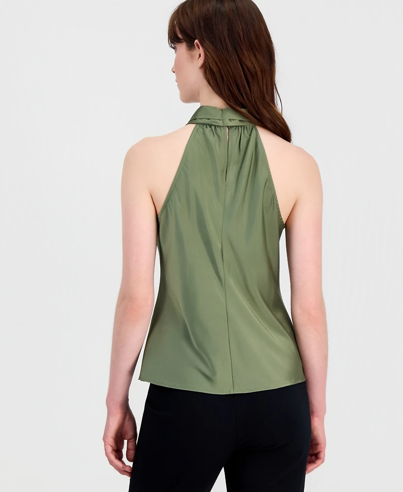 Tahari Asl Petite Bow-Neck Top