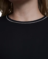 Calvin Klein Plus Crew Neck Long-Sleeve Blouse