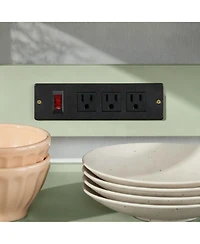 Yigii Kitchen Cart with Cabinet, Drawer, Pull-out Shelf, 3 Outlets