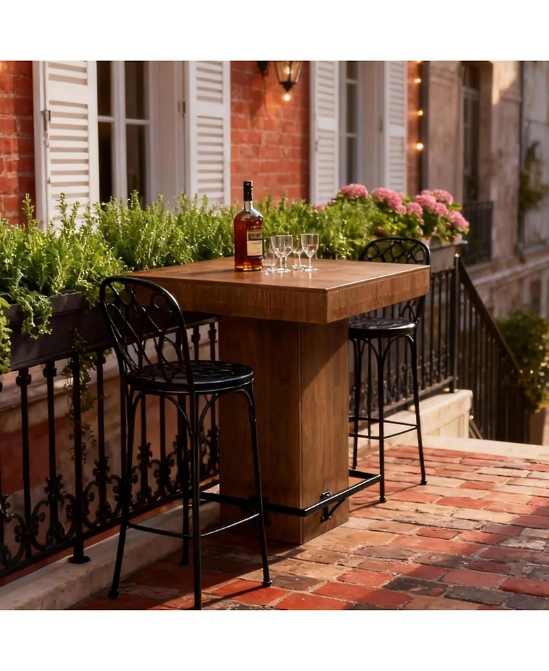 Tribesigns 37.4" H Square Bar Table, Wooden Bistro Pub Table with Metal Footrest