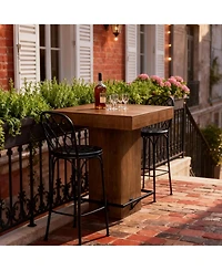 Tribesigns 37.4" H Square Bar Table, Wooden Bistro Pub Table with Metal Footrest