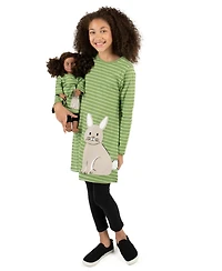 Leveret Big Girls 6-14 Matching Doll Long Sleeve Cotton Crew Neck A-Line Dress