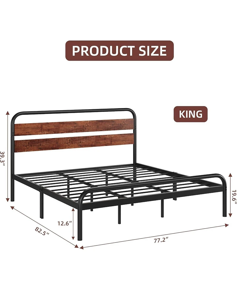 gaomon Bed Frame with Headboard and Footboard, with Under Bed Storage, All-Metal Support System, No Box Spring Needed, Easy Assembly