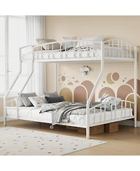 gaomon Bunk Bed with Ladder and Arched Guardrail, Heavy Duty Bunkbeds Frame with Sturdy Steel Slats Support for Kids Boys Girls