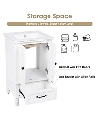 Sillysis Bathroom Vanity with Ceramic Sink, Drawer & Soft Close Doors, Small Space Modern Cabinet