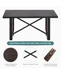 Gymax 2PCS Patio Loveseat & Table Set Cushioned Outdoor Conversation Furniture Set