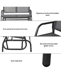 Clihome 2-Person Outdoor Glider Bench, Patio Double Swing Rocking Chair Loveseat w/ Powder Coated Steel Frame